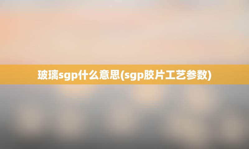 玻璃sgp什么意思(sgp胶片工艺参数)