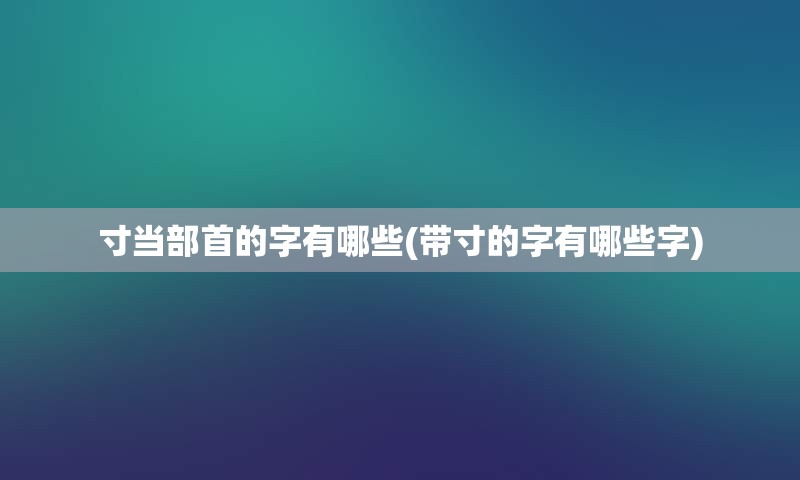 寸当部首的字有哪些(带寸的字有哪些字)