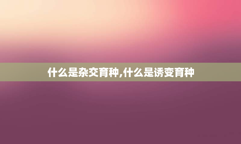 什么是杂交育种,什么是诱变育种