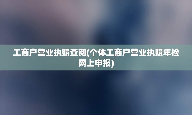 工商户营业执照查阅(个体工商户营业执照年检网上申报)