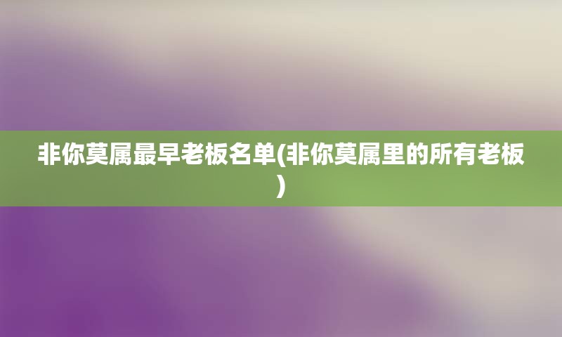 非你莫属最早老板名单(非你莫属里的所有老板)