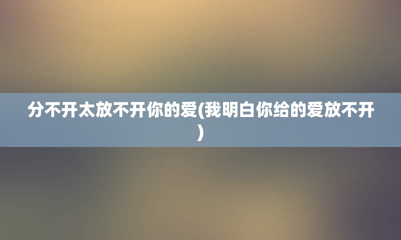 分不开太放不开你的爱(我明白你给的爱放不开)