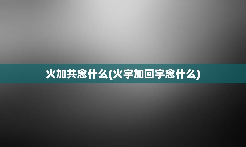 火加共念什么(火字加回字念什么)