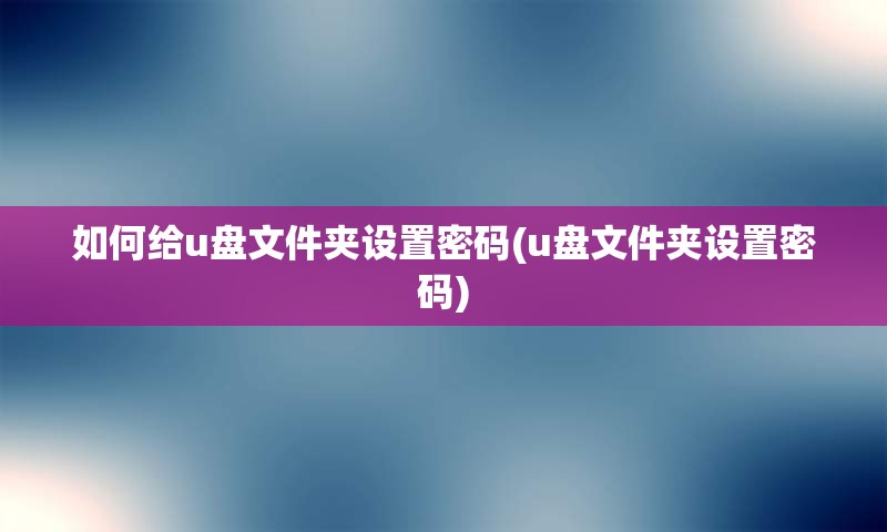 如何给u盘文件夹设置密码(u盘文件夹设置密码)