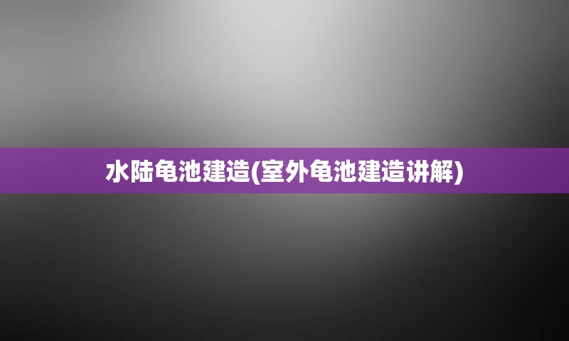 水陆龟池建造(室外龟池建造讲解)