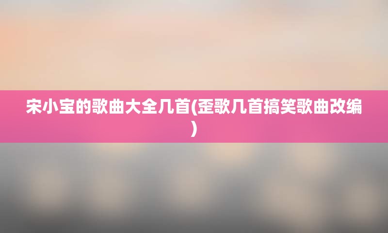 宋小宝的歌曲大全几首(歪歌几首搞笑歌曲改编)