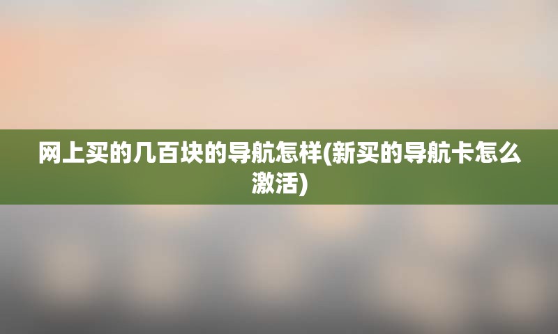 网上买的几百块的导航怎样(新买的导航卡怎么激活)