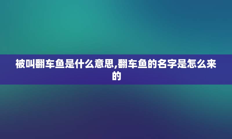 被叫翻车鱼是什么意思,翻车鱼的名字是怎么来的