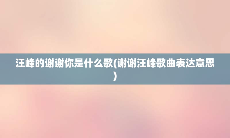 汪峰的谢谢你是什么歌(谢谢汪峰歌曲表达意思)