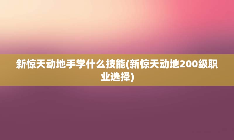 新惊天动地手学什么技能(新惊天动地200级职业选择)