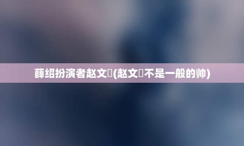 薛绍扮演者赵文瑄(赵文瑄不是一般的帅)