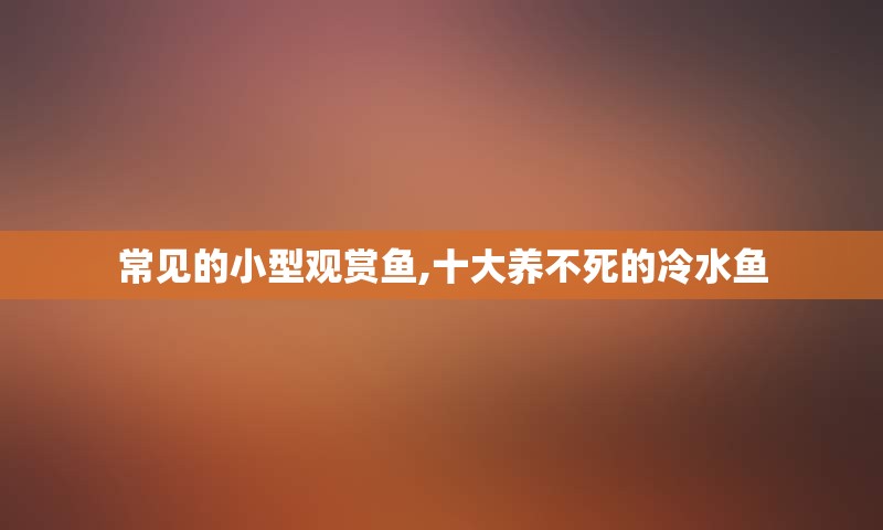 常见的小型观赏鱼,十大养不死的冷水鱼