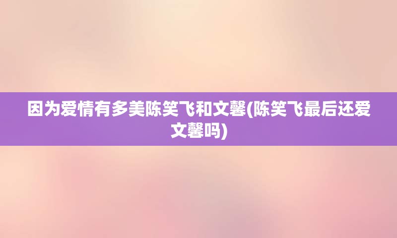 因为爱情有多美陈笑飞和文馨(陈笑飞最后还爱文馨吗)