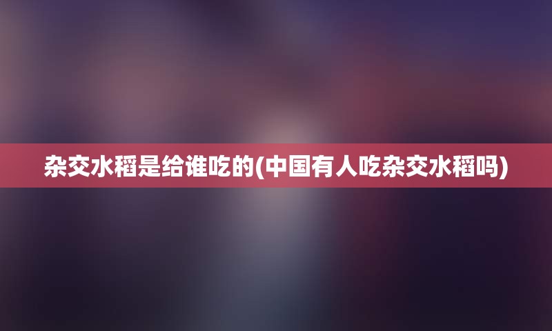 杂交水稻是给谁吃的(中国有人吃杂交水稻吗)