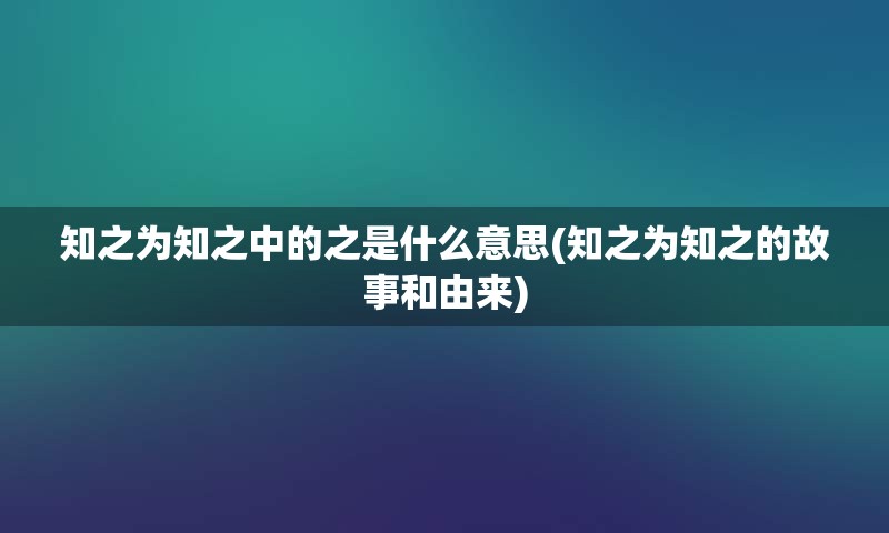 知之为知之中的之是什么意思(知之为知之的故事和由来)