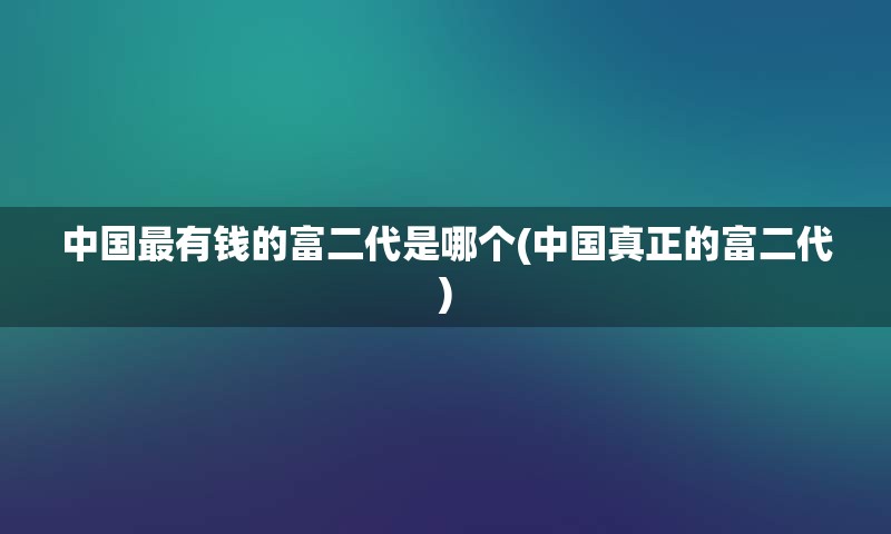 中国最有钱的富二代是哪个(中国真正的富二代)