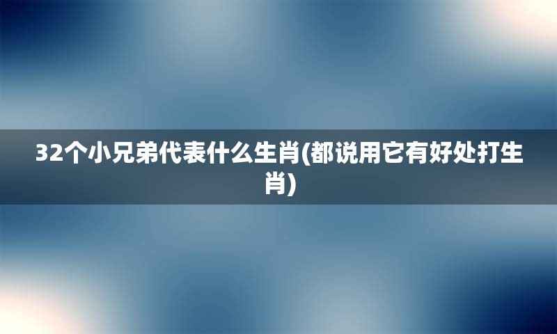 32个小兄弟代表什么生肖(都说用它有好处打生肖)