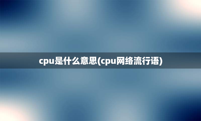 cpu是什么意思(cpu网络流行语)