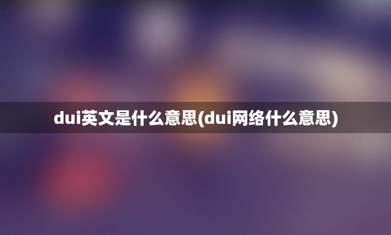 dui英文是什么意思(dui网络什么意思)