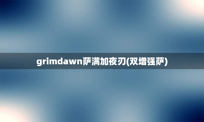 grimdawn萨满加夜刃(双增强萨)