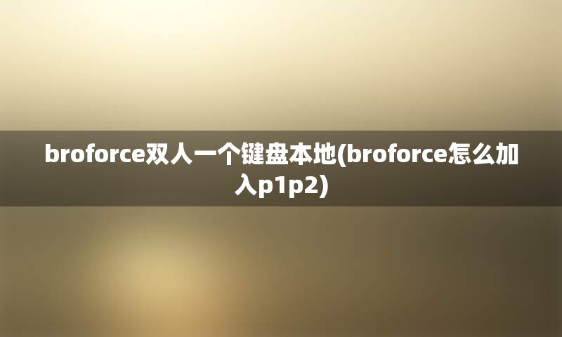 broforce双人一个键盘本地(broforce怎么加入p1p2)