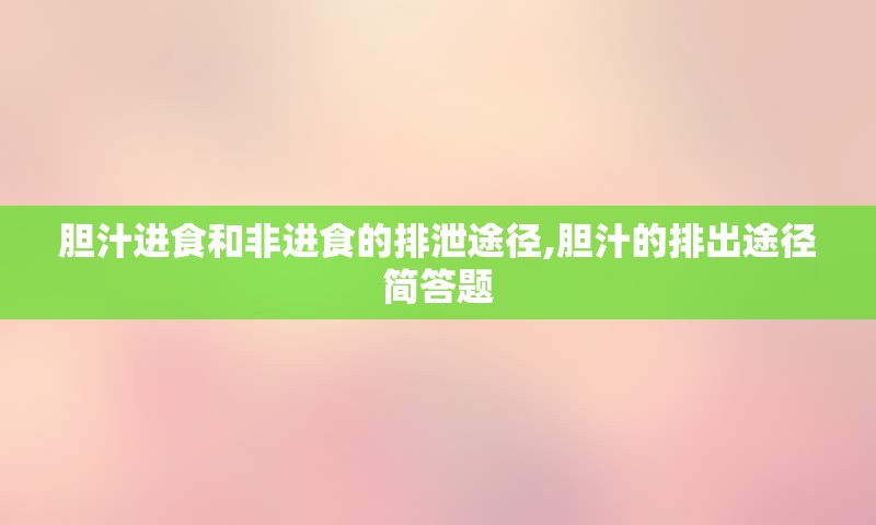 胆汁进食和非进食的排泄途径,胆汁的排出途径简答题