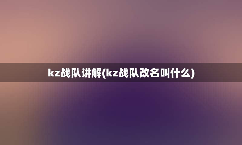 kz战队讲解(kz战队改名叫什么)