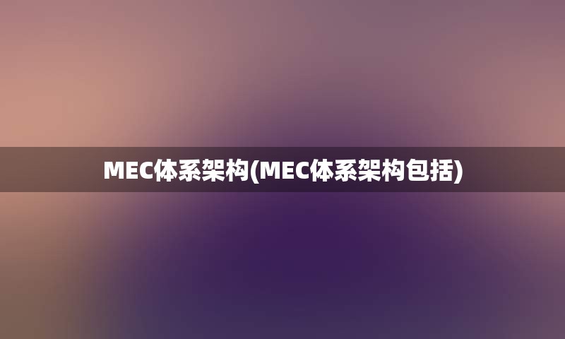 MEC体系架构(MEC体系架构包括)