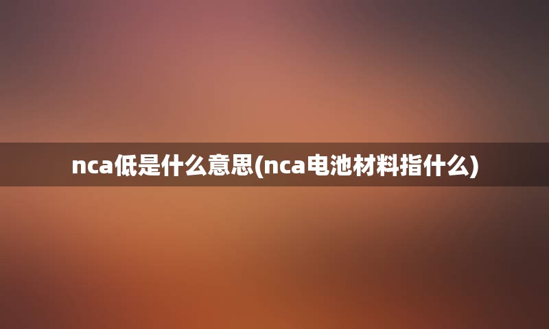 nca低是什么意思(nca电池材料指什么)