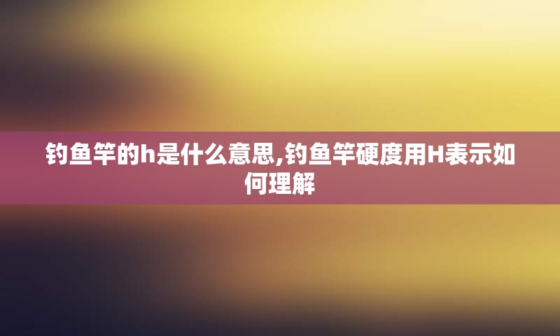 钓鱼竿的h是什么意思,钓鱼竿硬度用H表示如何理解