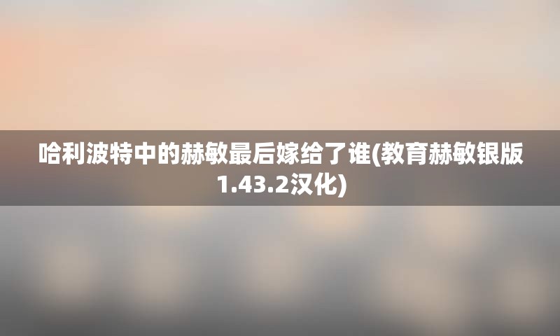 哈利波特中的赫敏最后嫁给了谁(教育赫敏银版1.43.2汉化)