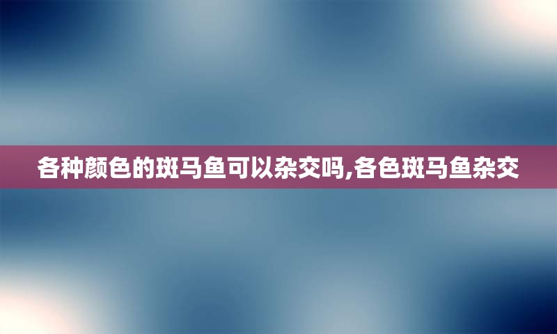 各种颜色的斑马鱼可以杂交吗,各色斑马鱼杂交