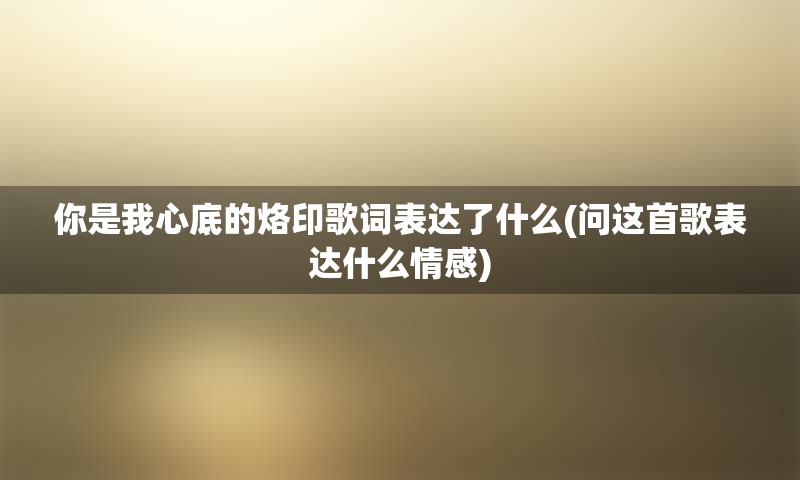 你是我心底的烙印歌词表达了什么(问这首歌表达什么情感)