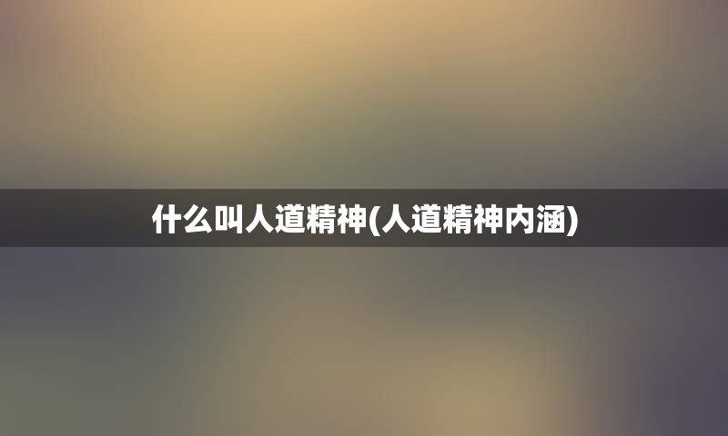 什么叫人道精神(人道精神内涵)