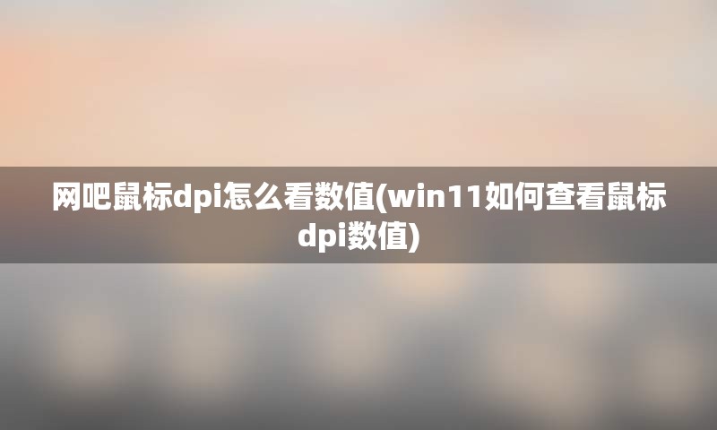 网吧鼠标dpi怎么看数值(win11如何查看鼠标dpi数值)