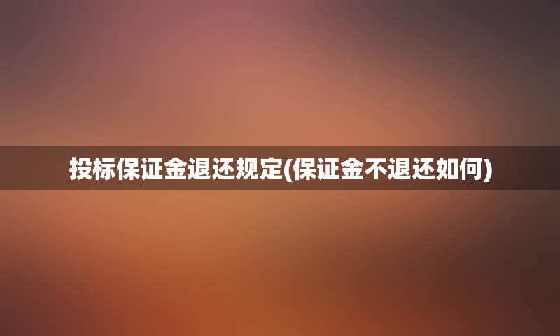 投标保证金退还规定(保证金不退还如何)