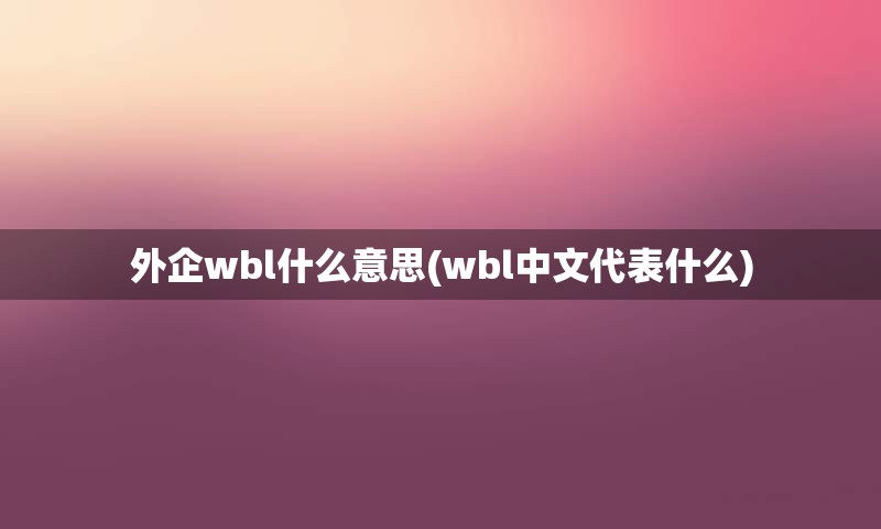 外企wbl什么意思(wbl中文代表什么)