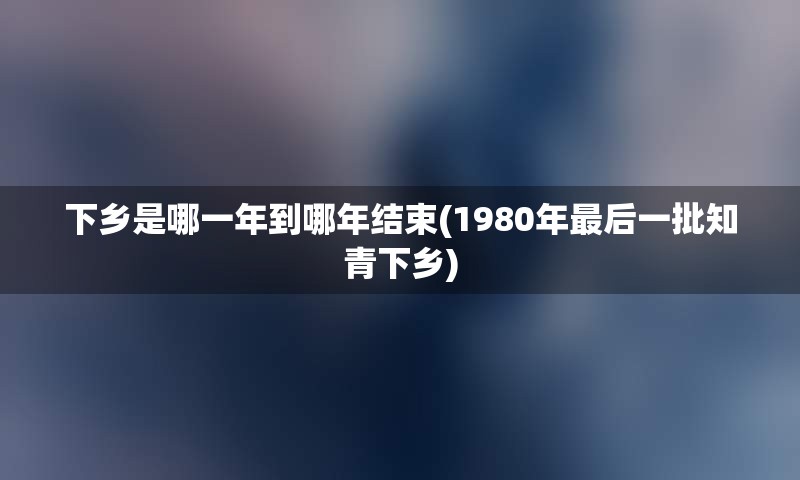 下乡是哪一年到哪年结束(1980年最后一批知青下乡)