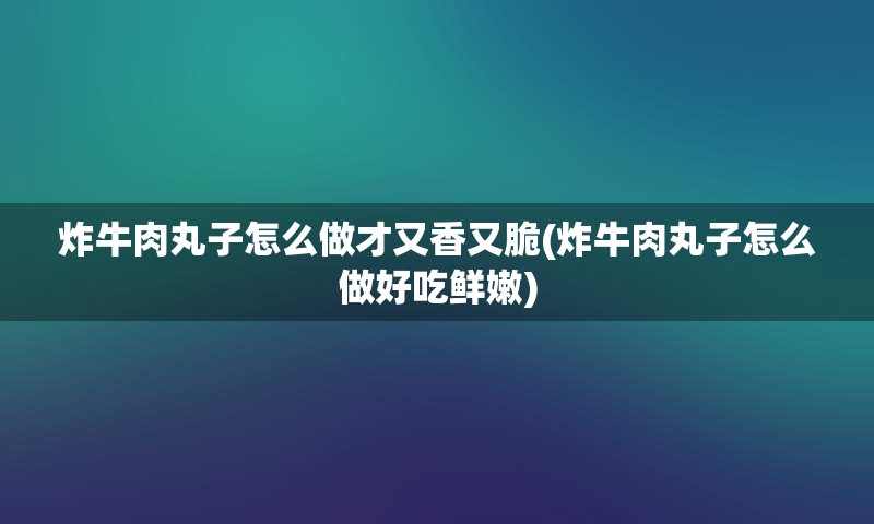 炸牛肉丸子怎么做才又香又脆(炸牛肉丸子怎么做好吃鲜嫩)