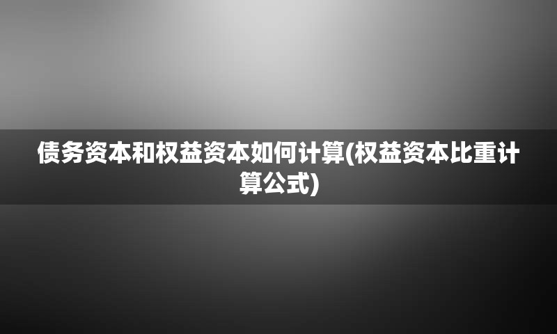 债务资本和权益资本如何计算(权益资本比重计算公式)