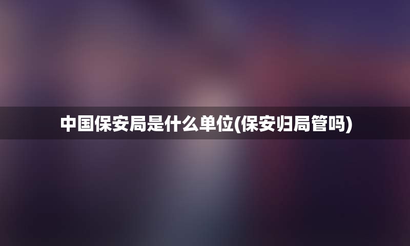 中国保安局是什么单位(保安归局管吗)