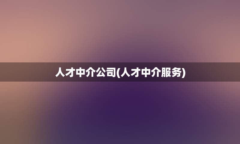 人才中介公司(人才中介服务)