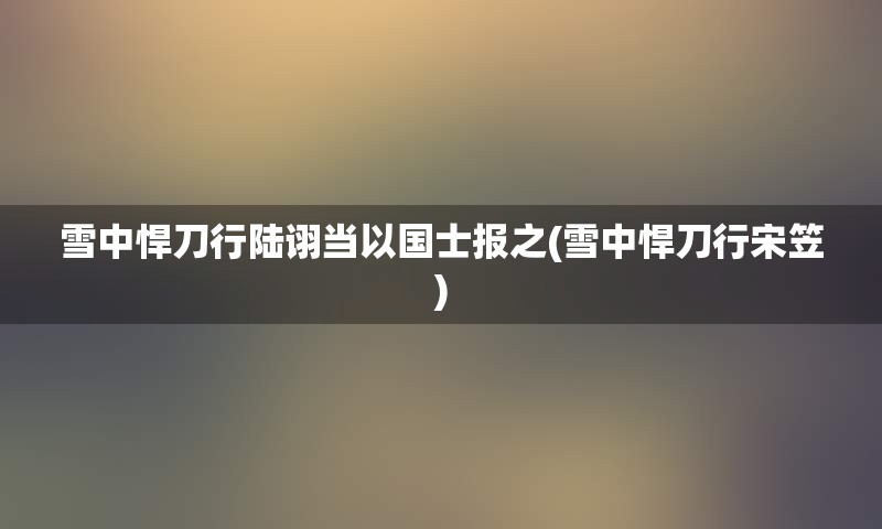 雪中悍刀行陆诩当以国士报之(雪中悍刀行宋笠)