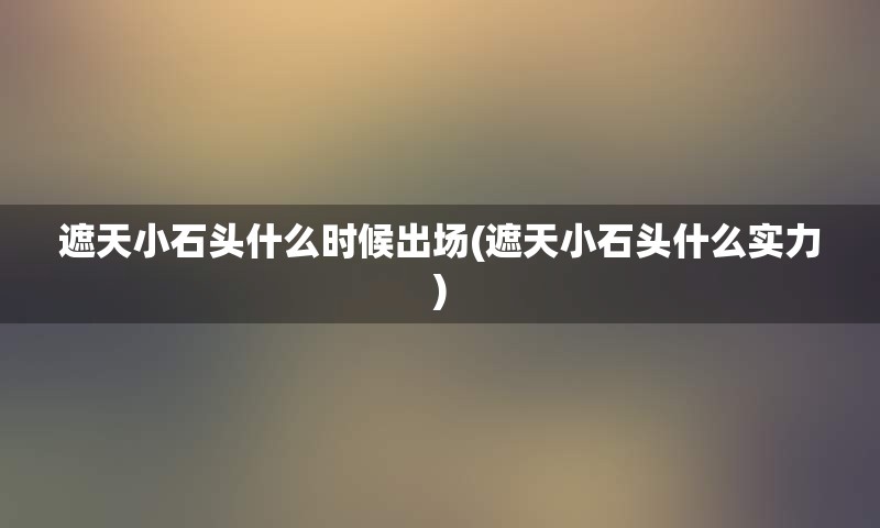 遮天小石头什么时候出场(遮天小石头什么实力)