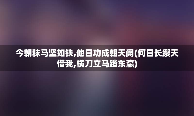 今朝秣马坚如铁,他日功成朝天阙(何日长缨天借我,横刀立马踏东瀛)