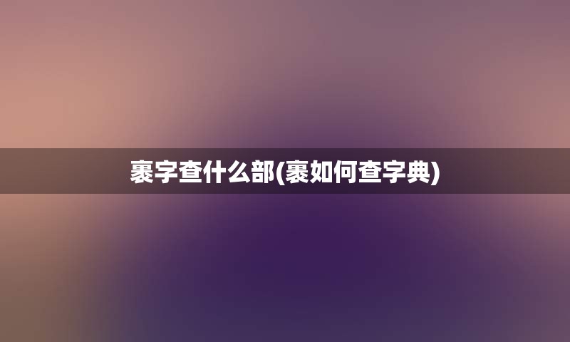 裹字查什么部(裹如何查字典)