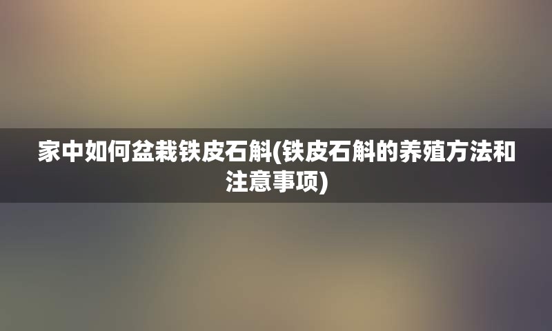 家中如何盆栽铁皮石斛(铁皮石斛的养殖方法和注意事项)