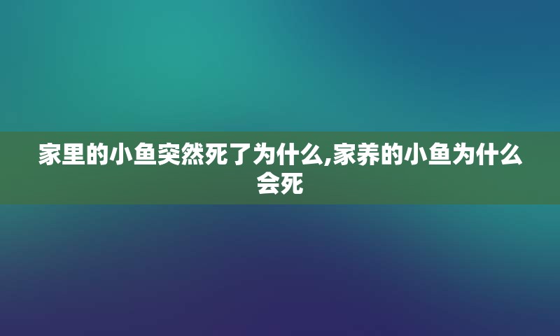 家里的小鱼突然死了为什么,家养的小鱼为什么会死