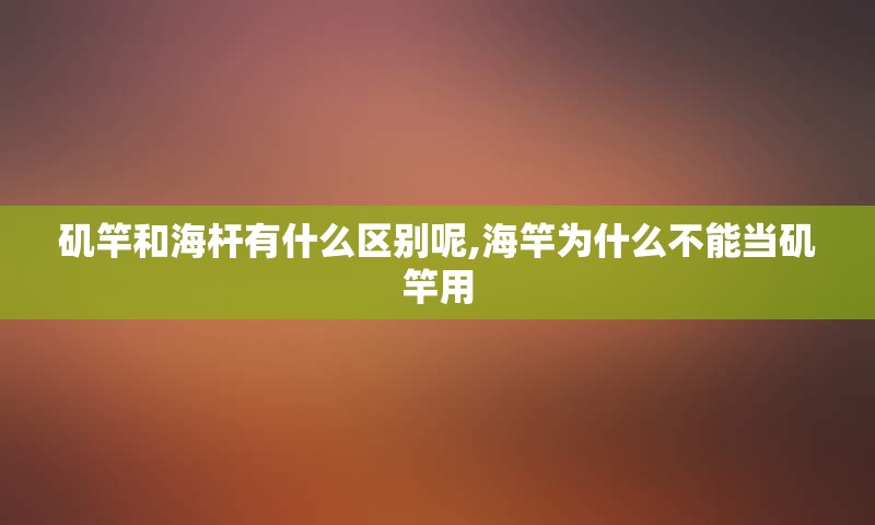 矶竿和海杆有什么区别呢,海竿为什么不能当矶竿用