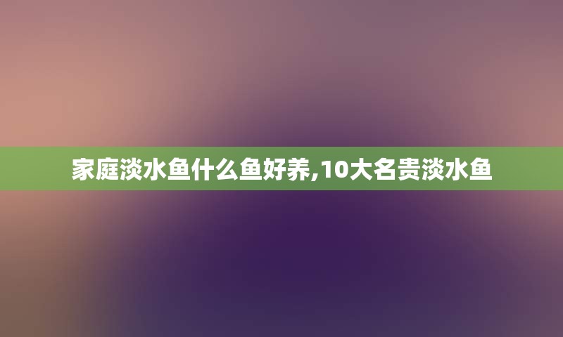 家庭淡水鱼什么鱼好养,10大名贵淡水鱼